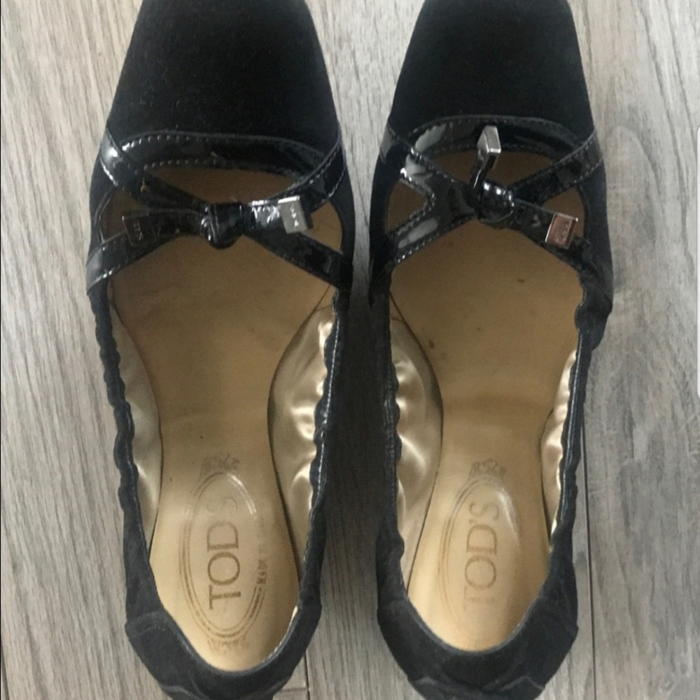 Tod's Degas Ballerina Flats Black Suede